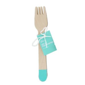 Lot de 6 fourchettes en bambou - Turquoise