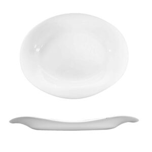 Plat oval ondulée Verre Opale 34.5 cm Blanche