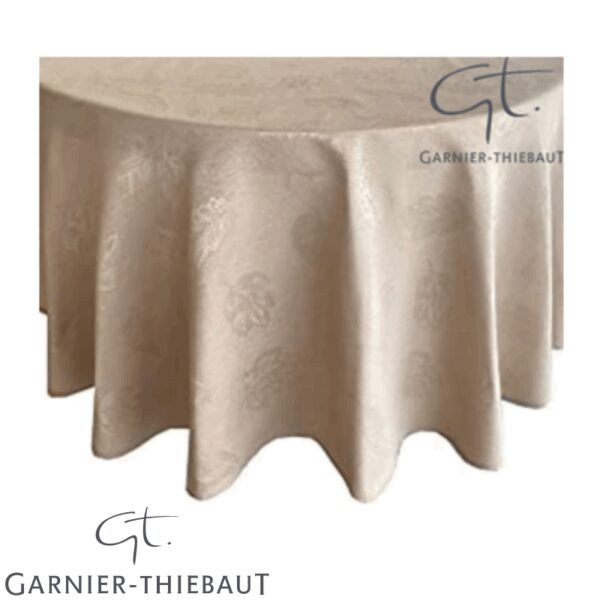 Nappe damassée vieil or motif fleur 240 x 240cm REF : nappebeigefleur