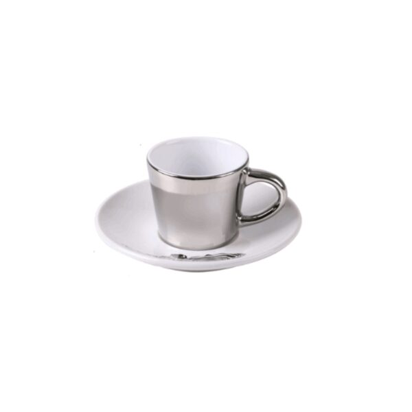 Tasse à café couleur argent en porcelaine Ref:54707