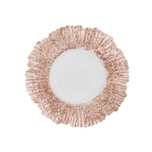 Assiette plate en verre en feuille couleur rose 27 cm REF : AL5008