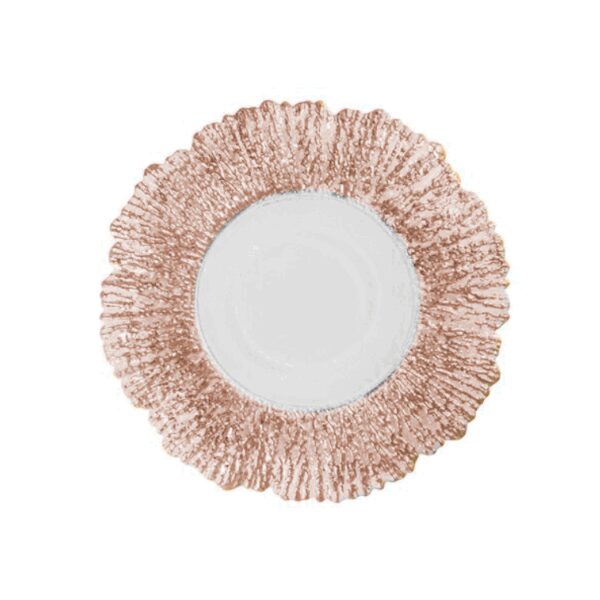 Assiette plate en verre en feuille couleur rose 27 cm REF : AL5008
