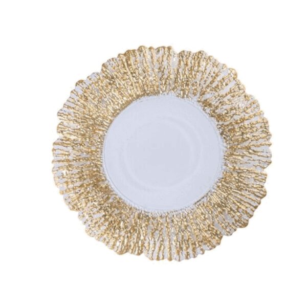 Assiette plate en verre en feuille couleur gold 27cm REF : AL5008