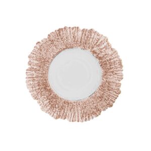 Assiette dessert en verre en feuille couleur rose 21 cm REF : AL5008