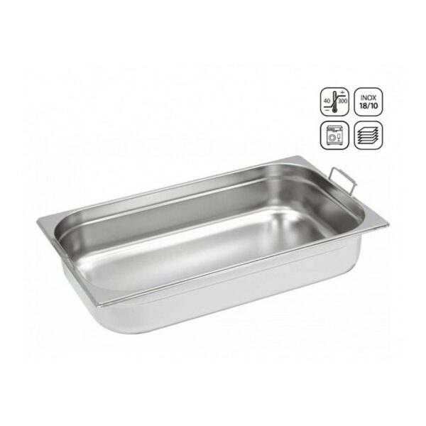 Bac Gastronorme GN1/1 Inox poignées mobiles 150 mm Réf : H11150