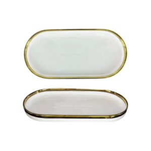 Assiette filet or rectangle bord haut réactif 20,5cm REF : JWPBL011