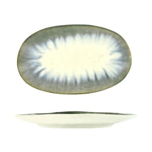 Assiette Ovale émaux réactifs 34.5 cm Réf : P00089