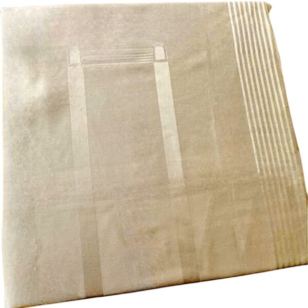 Nappe damassée bande satin 90 x 130 cm taupe ficelle GARNIER THIEBAUT REF : napp9013