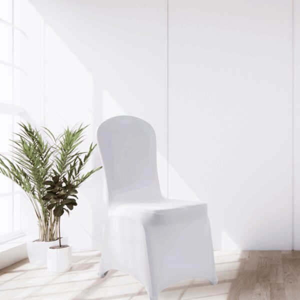 Housse de chaise en lycra blanc avec renforcements aux pieds REF : houssechaise