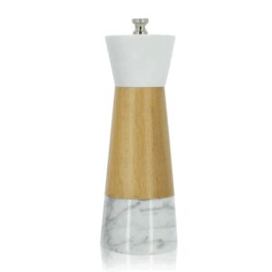 Salière Poivrière blanc bois et marbre 17 cm REF : 87930
