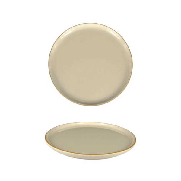 Assiette dessert beige bord haut or 22 cm REF : 31633