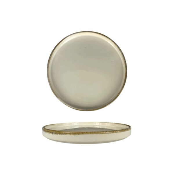 Assiette dessert beige bord haut or 22 cm REF : Q4421D