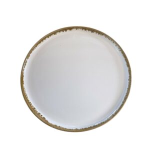 Assiette dessert beige/rose pale bord or 22 cm REF : 22020