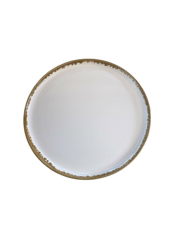 Assiette dessert beige/rose pale bord or 22 cm REF : 22020