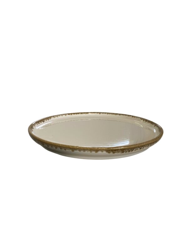 Assiette dessert beige/rose pale bord or 22 cm REF : 22020