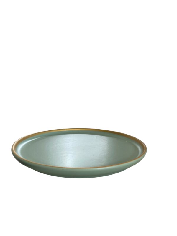Assiette dessert bord haut dorée et vert 22 cm REF : 24461