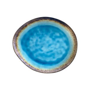 Assiette galet ovale bleu réactive 34cm REF : P00271