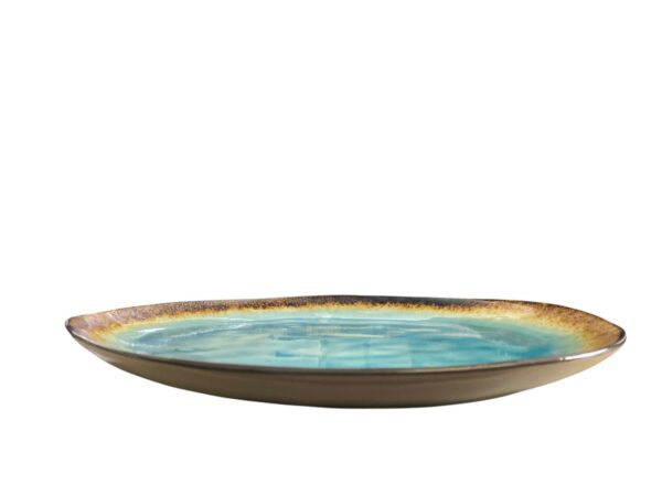 Assiette galet ovale bleu réactive 34cm REF : P00271